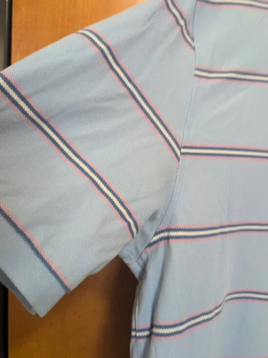 Brooks Brothers Shirt Mens L Blue Pink Short Sleeve Performance Polo Striped - Picture 5 of 10
